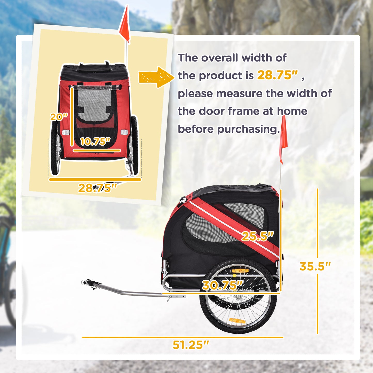 Dog Bike Trailer With Easy Folding Cart Frame