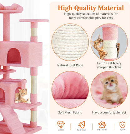 54" Multi-Level Cat Tree Tower with Toys