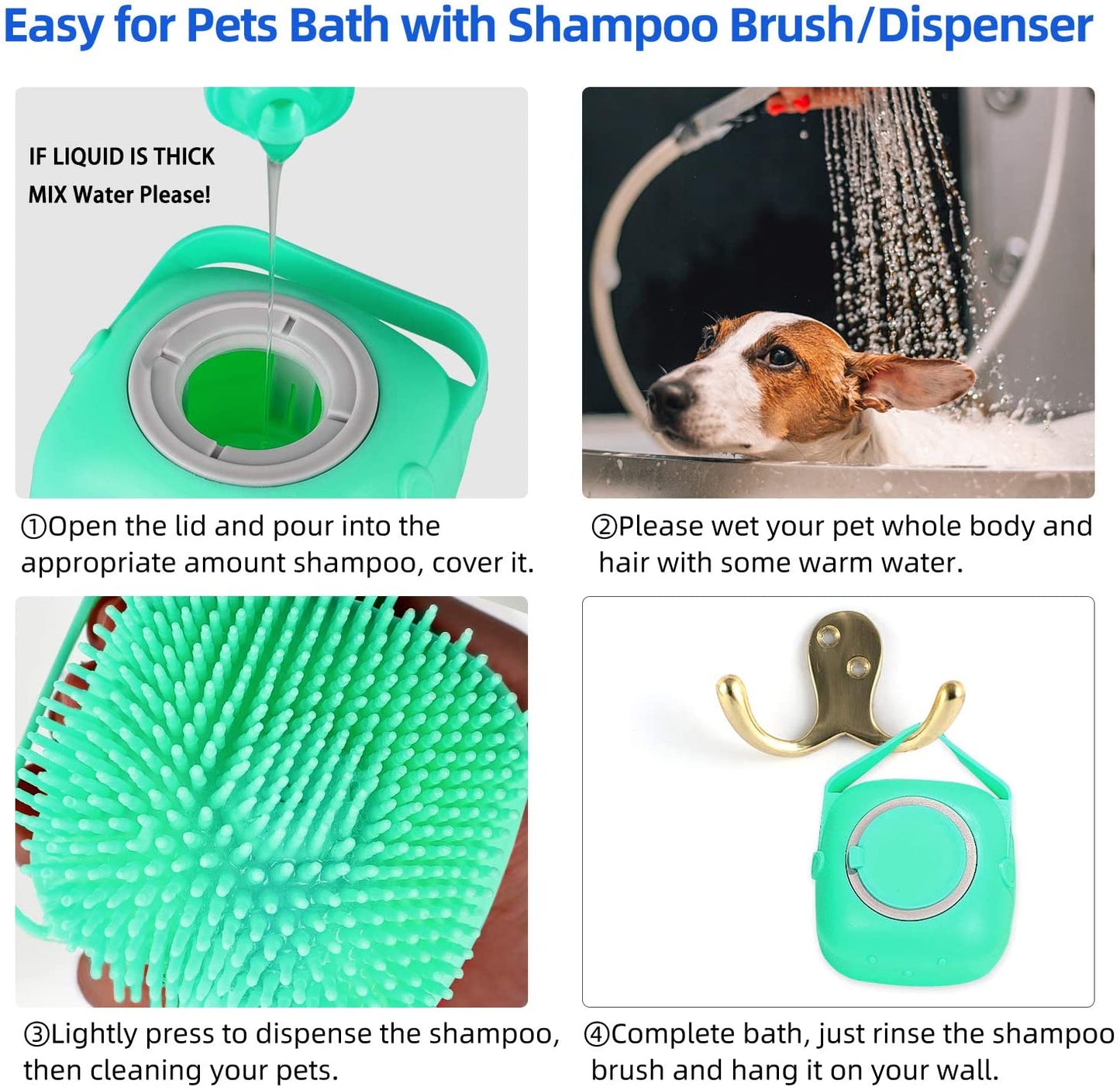 Pet Shampoo & Massage Grooming Brush