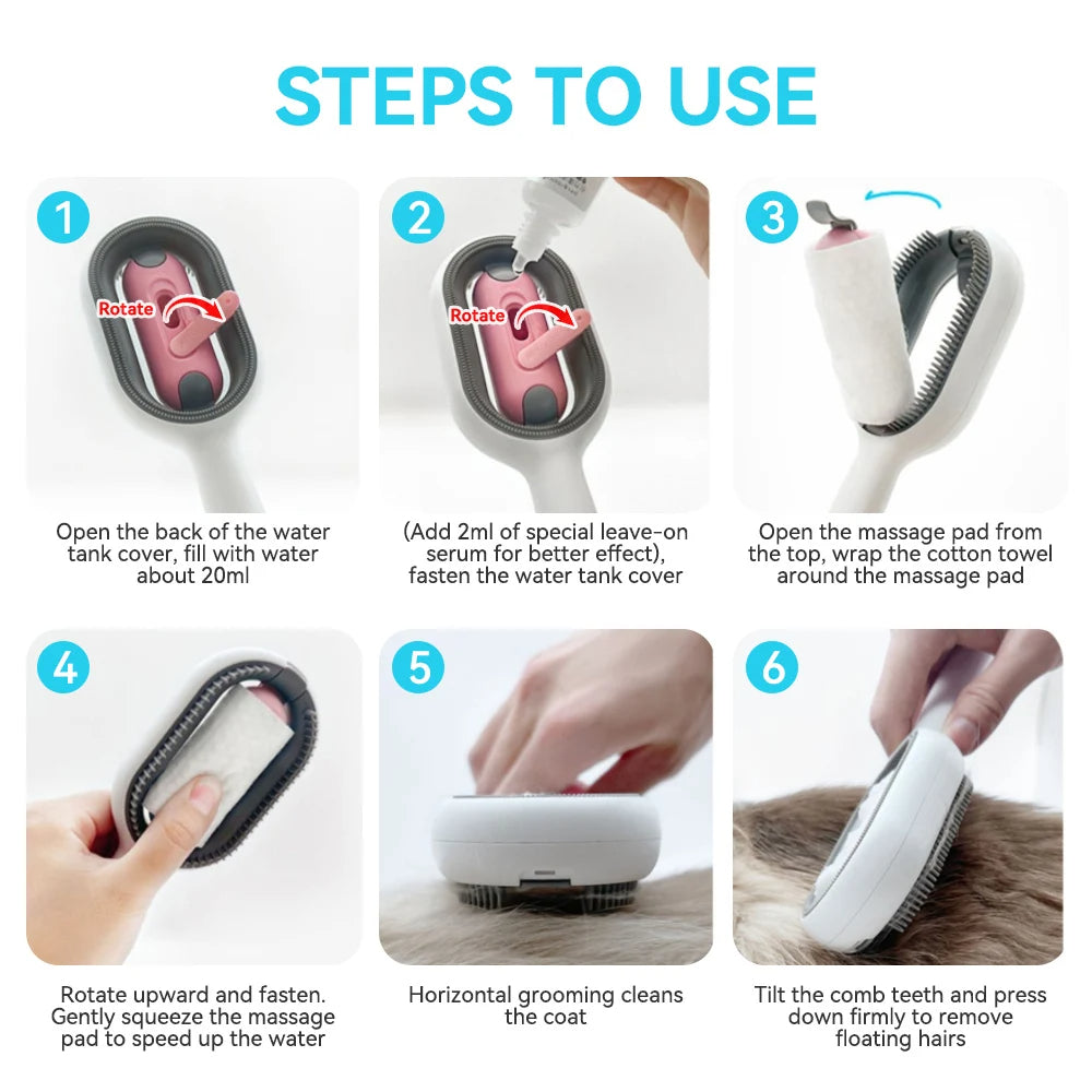 4-in-1 Cat & Dog Grooming Brush with Water