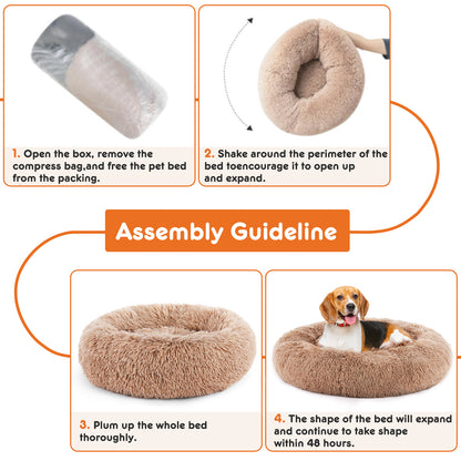 24" Plush Faux Fur Cat & Pet Bed