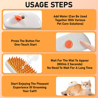 4-in-1 Pet Steam Grooming Brush