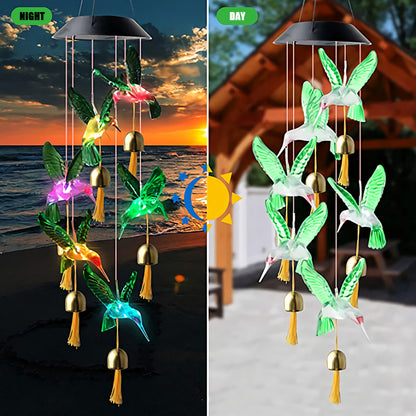 Color Changing Solar Power Hummingbird Wind Chime outdoor Light