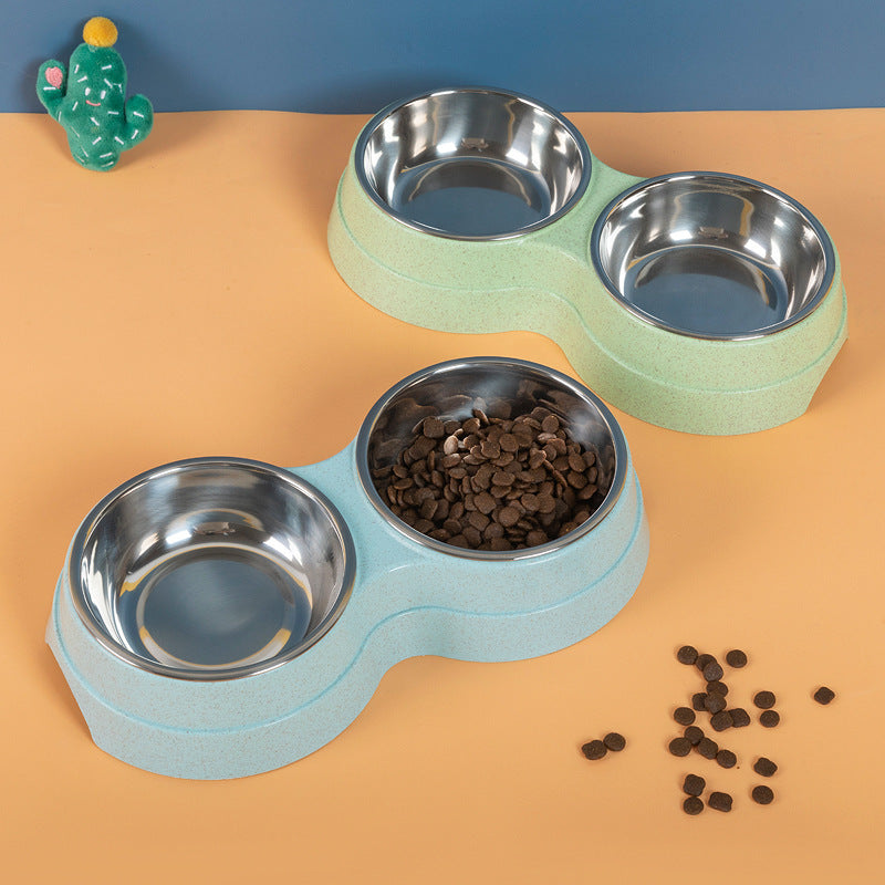 Double Stainless Steel Pet Food & Water Bowls