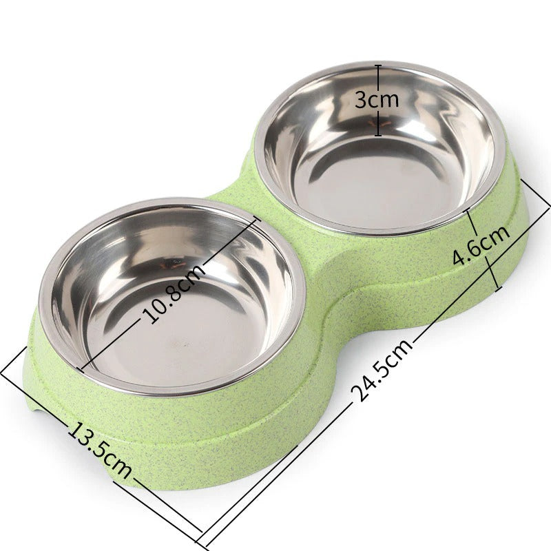Double Stainless Steel Pet Food & Water Bowls