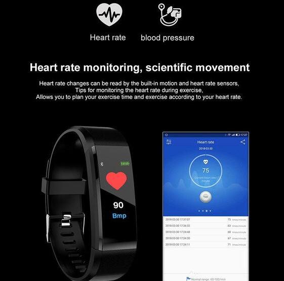 Smart Bracelet With Bluetooth Wristband Heart Rate Monitor