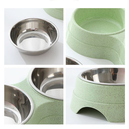 Double Stainless Steel Pet Food & Water Bowls