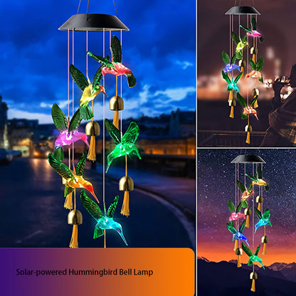 Color Changing Solar Power Hummingbird Wind Chime outdoor Light