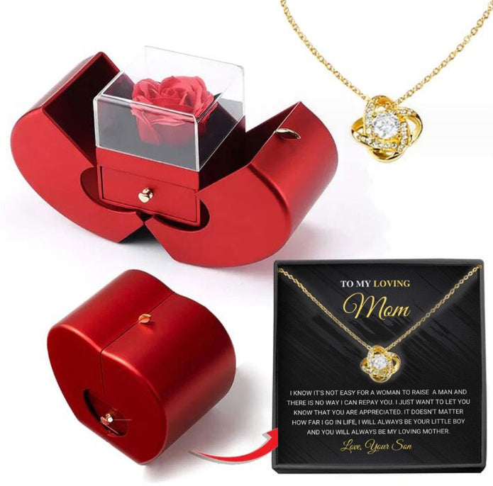 Red Fashion Jewelry Necklace With Red Apple Box