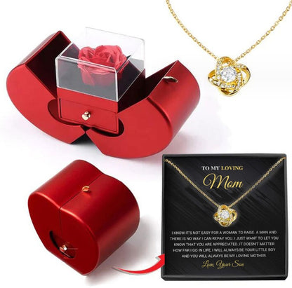 Red Fashion Jewelry Necklace With Red Apple Box