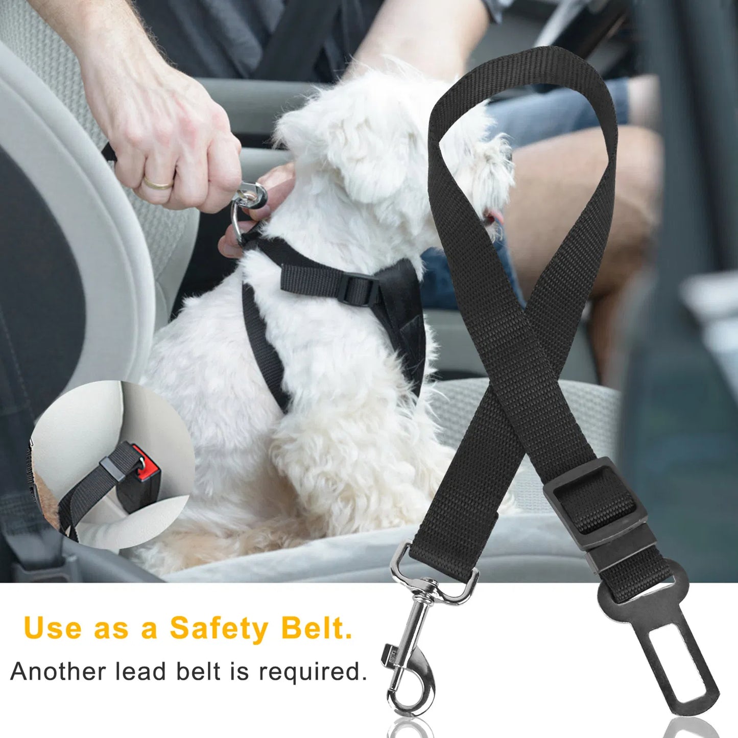 2-Pack Adjustable Pet Seat Belt Leash