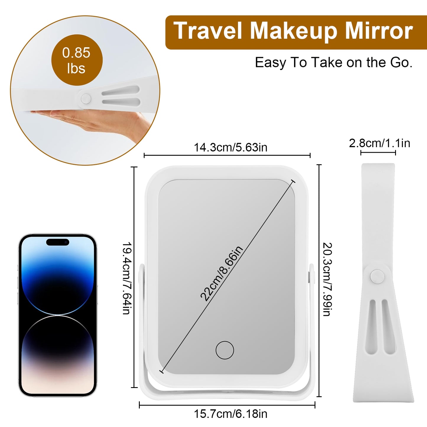 10X Magnifying LED Travel Makeup Mirror
