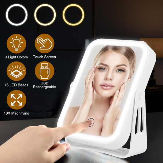 10X Magnifying LED Travel Makeup Mirror