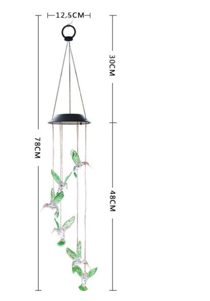 Color Changing Solar Power Hummingbird Wind Chime outdoor Light