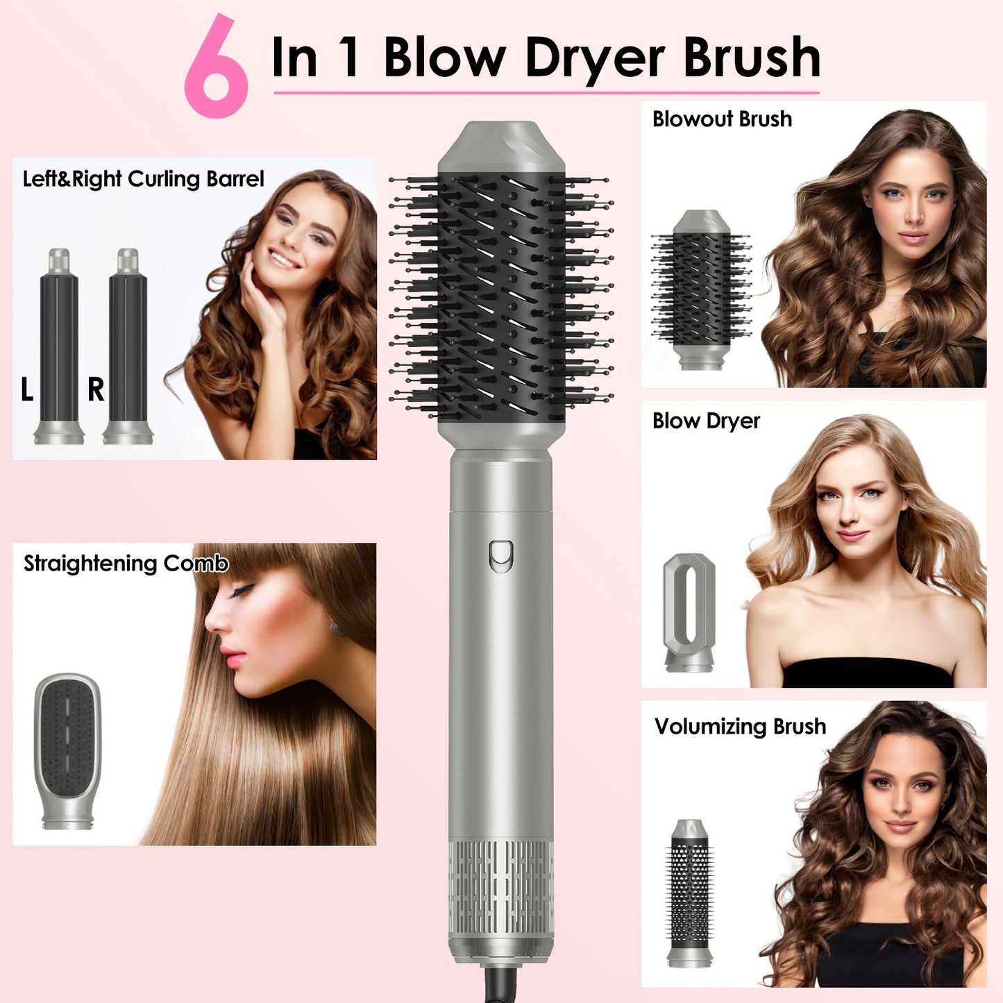 6-in-1 Hot Air Hair Styler Brush