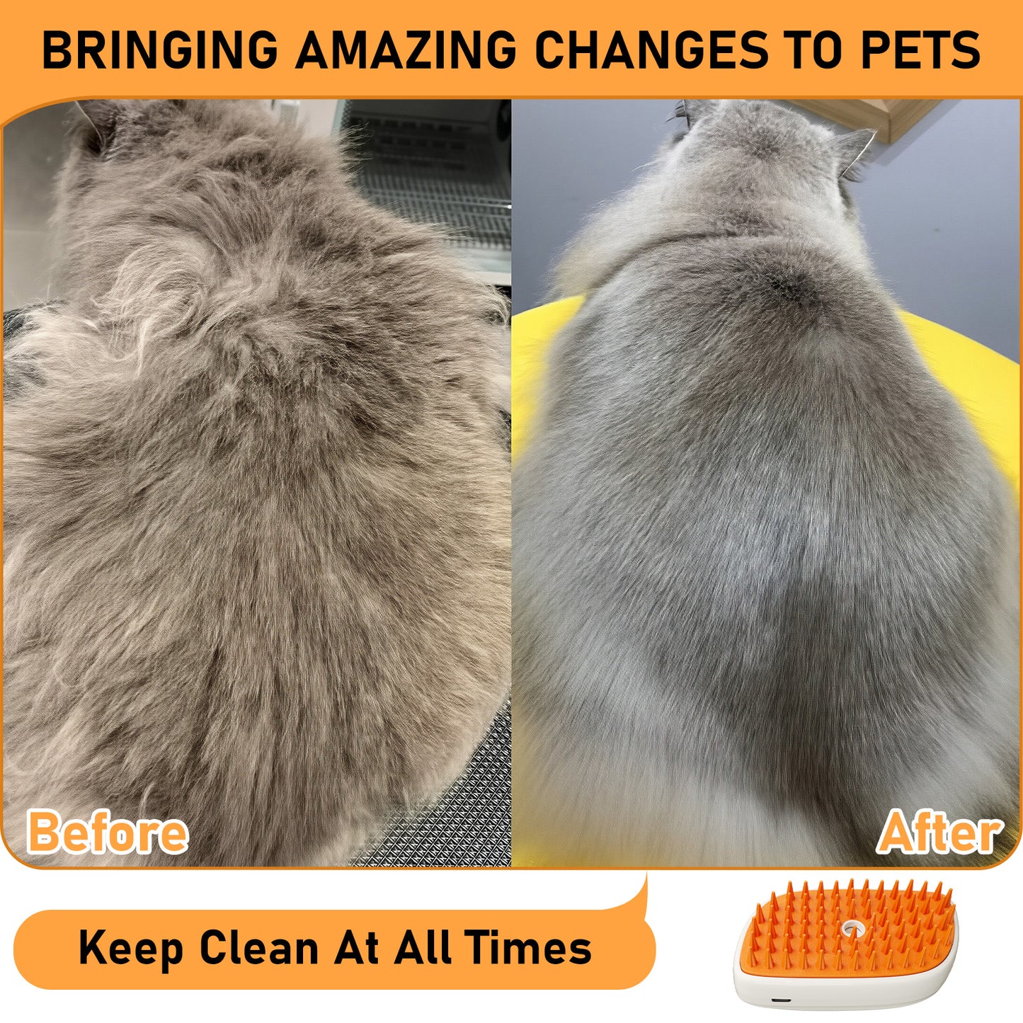 4-in-1 Pet Steam Grooming Brush