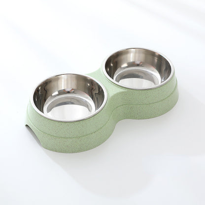 Double Stainless Steel Pet Food & Water Bowls