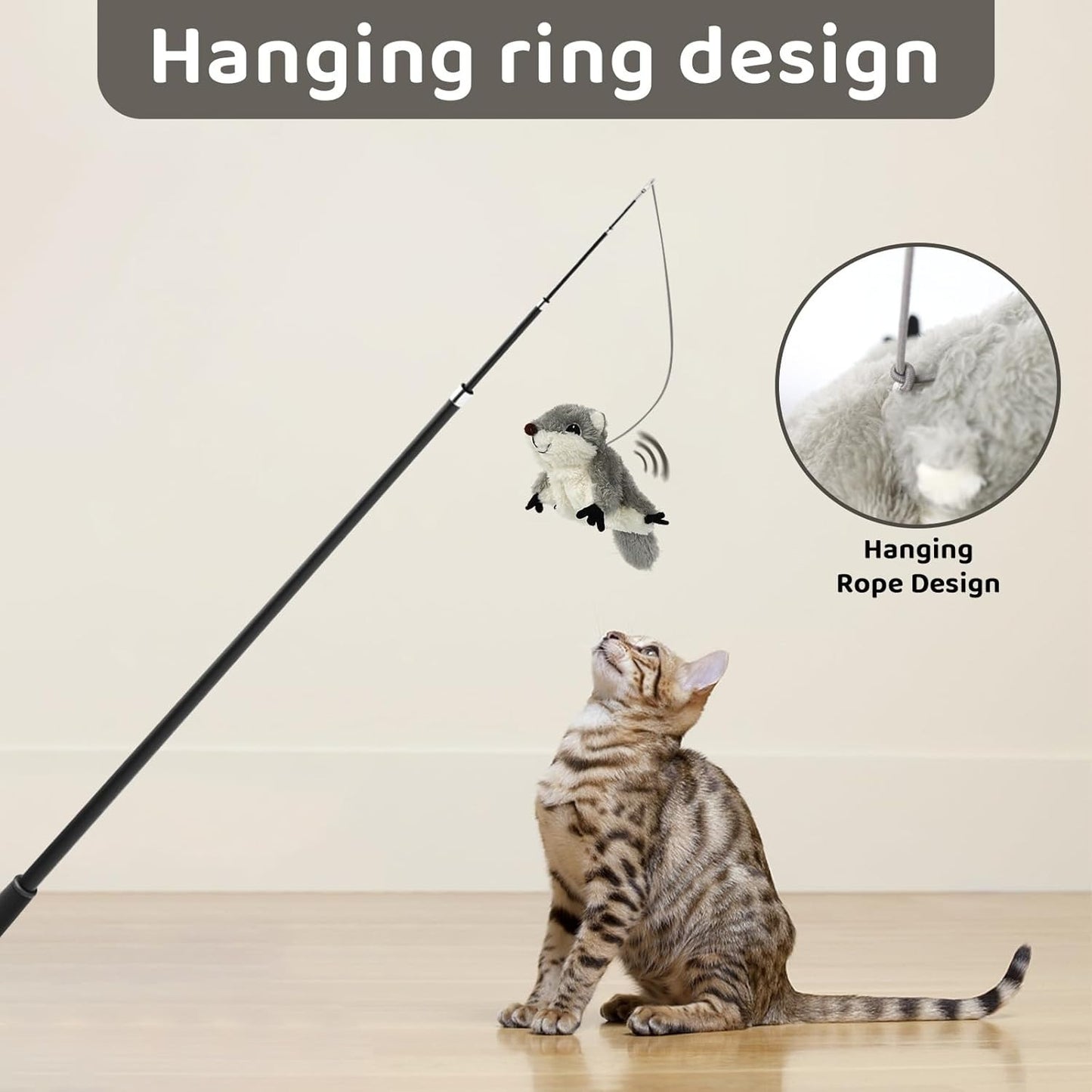 Rechargeable flapping  Squirrel Touch Activated Cat Toy