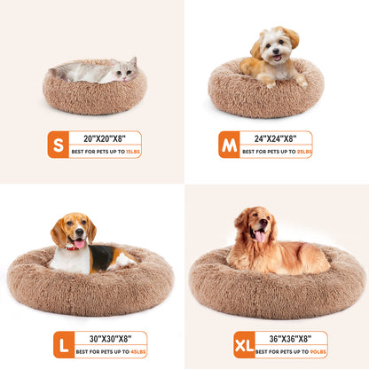 24" Plush Faux Fur Cat & Pet Bed
