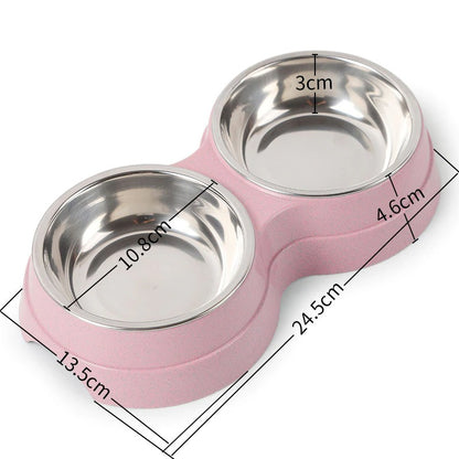 Double Stainless Steel Pet Food & Water Bowls