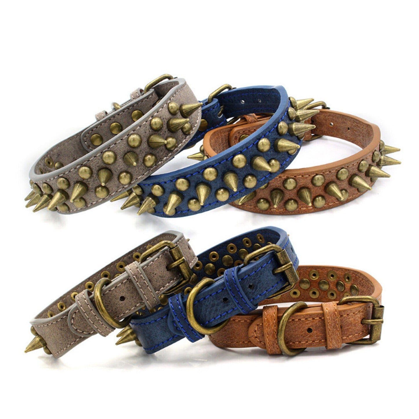 Retro Spiked Leather Dog Collar S-XL