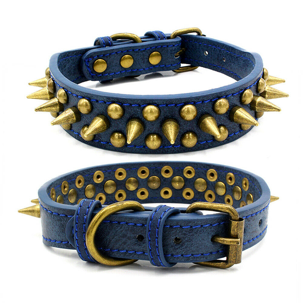 Retro Spiked Leather Dog Collar S-XL