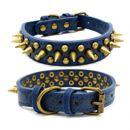 Retro Spiked Leather Dog Collar S-XL