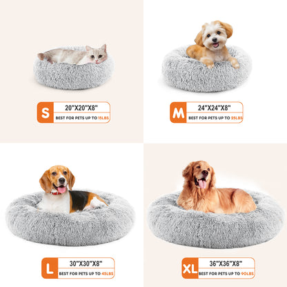 24" Plush Faux Fur Cat & Pet Bed