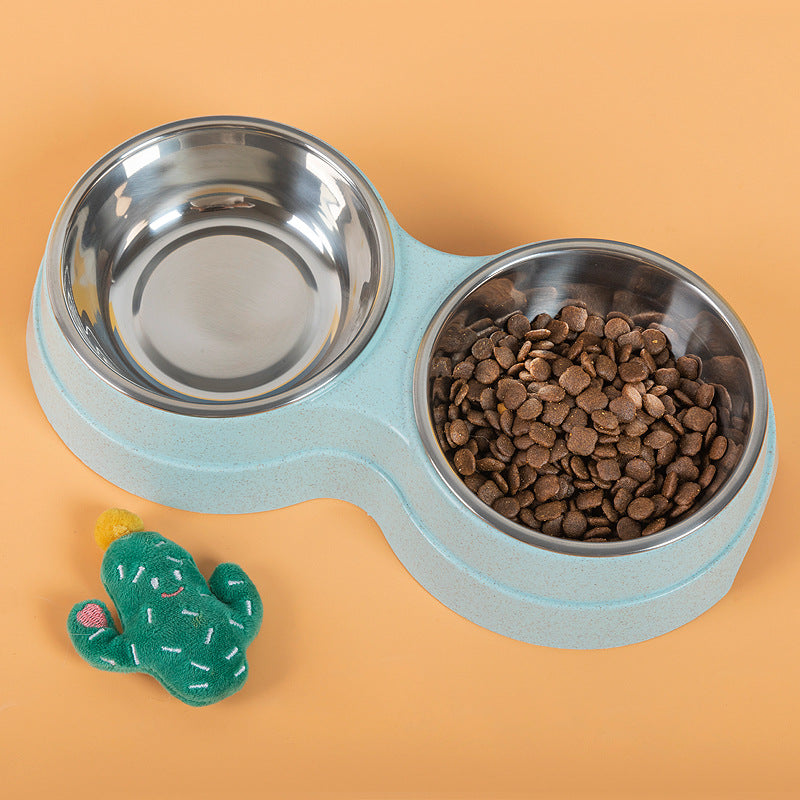 Double Stainless Steel Pet Food & Water Bowls