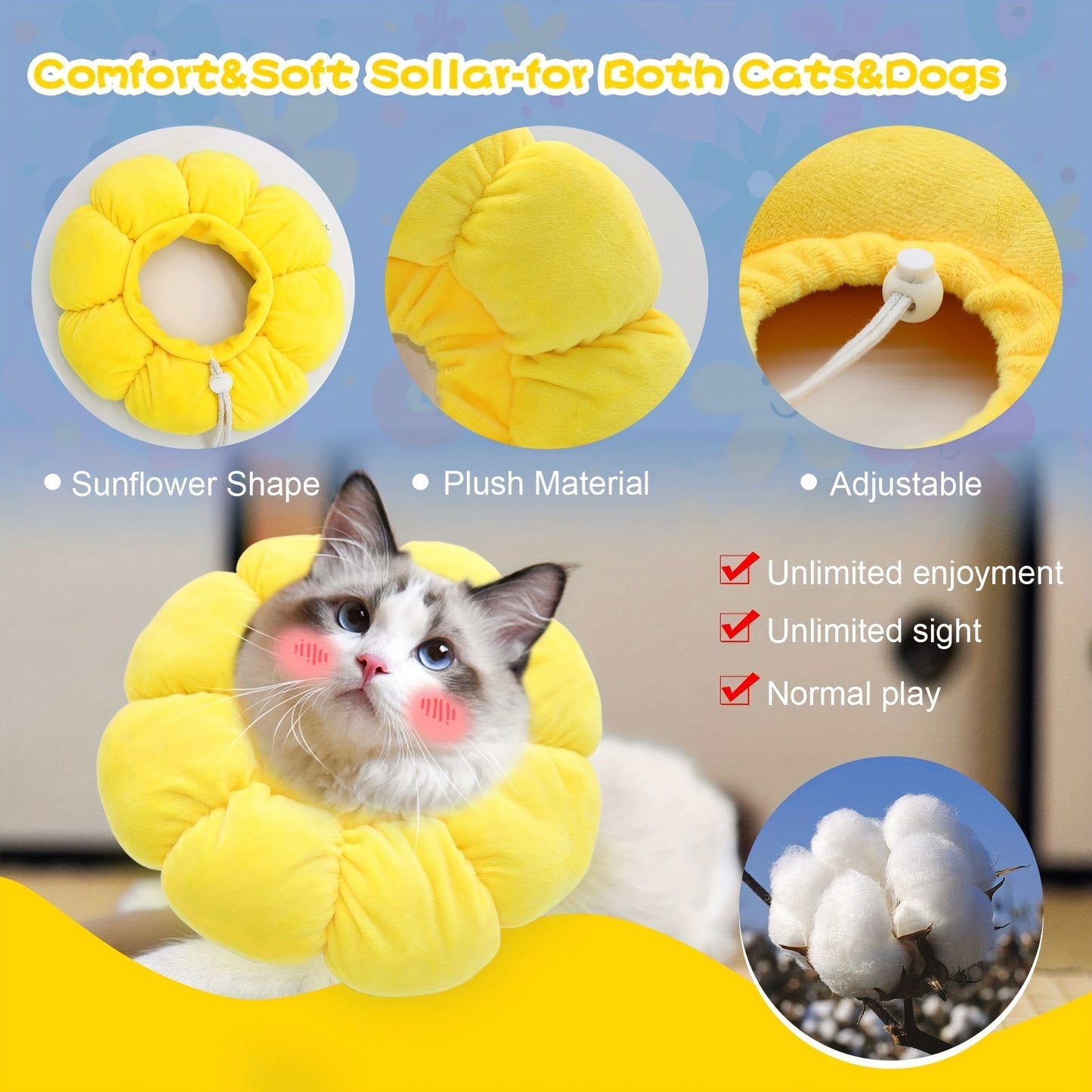 Sunflower Recovery Collar for Cats & Dogs