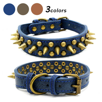 Retro Spiked Leather Dog Collar S-XL