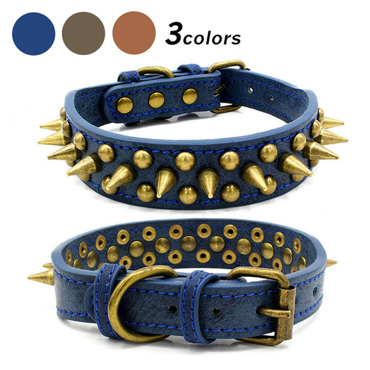 Retro Spiked Leather Dog Collar S-XL