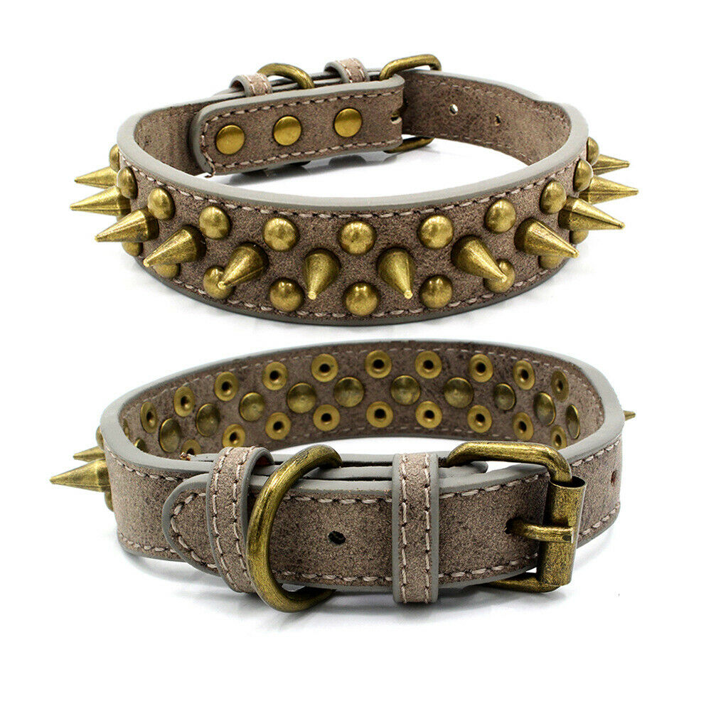 Retro Spiked Leather Dog Collar S-XL