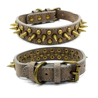 Retro Spiked Leather Dog Collar S-XL