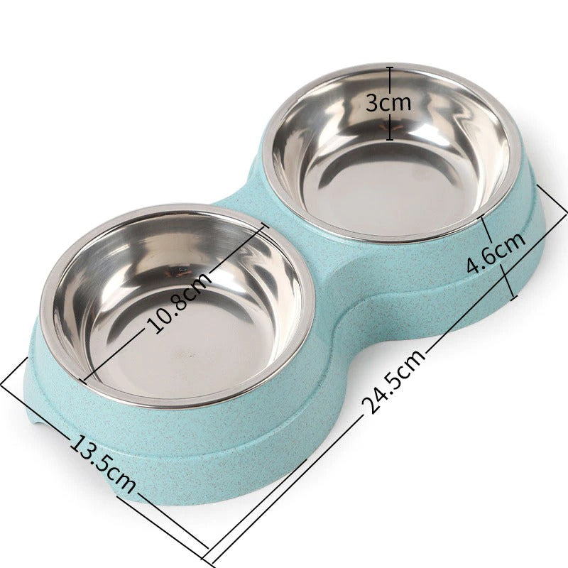 Double Stainless Steel Pet Food & Water Bowls