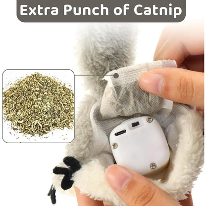 Rechargeable flapping  Squirrel Touch Activated Cat Toy