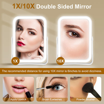 10X Magnifying LED Travel Makeup Mirror
