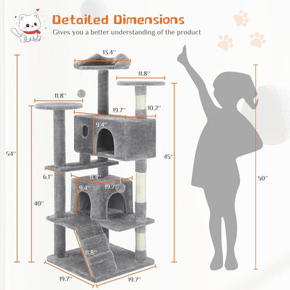 54" Multi-Level Cat Tree Tower with Toys