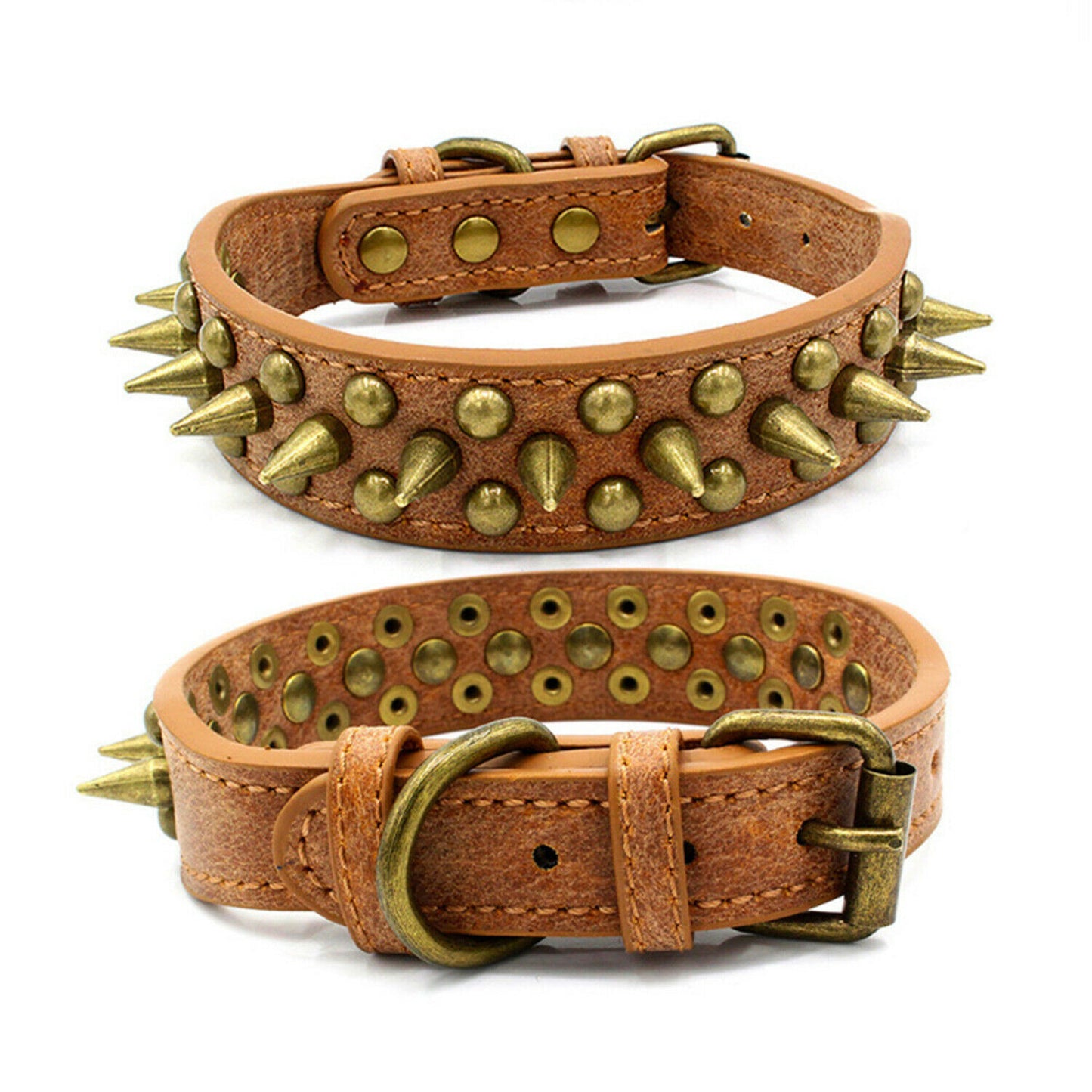 Retro Spiked Leather Dog Collar S-XL