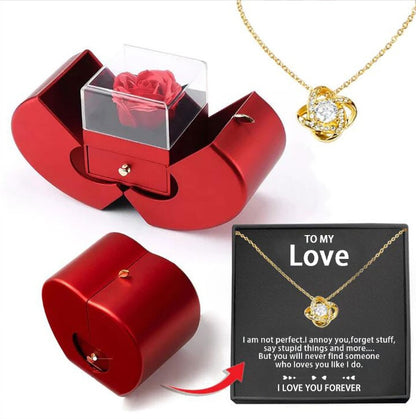 Red Fashion Jewelry Necklace With Red Apple Box
