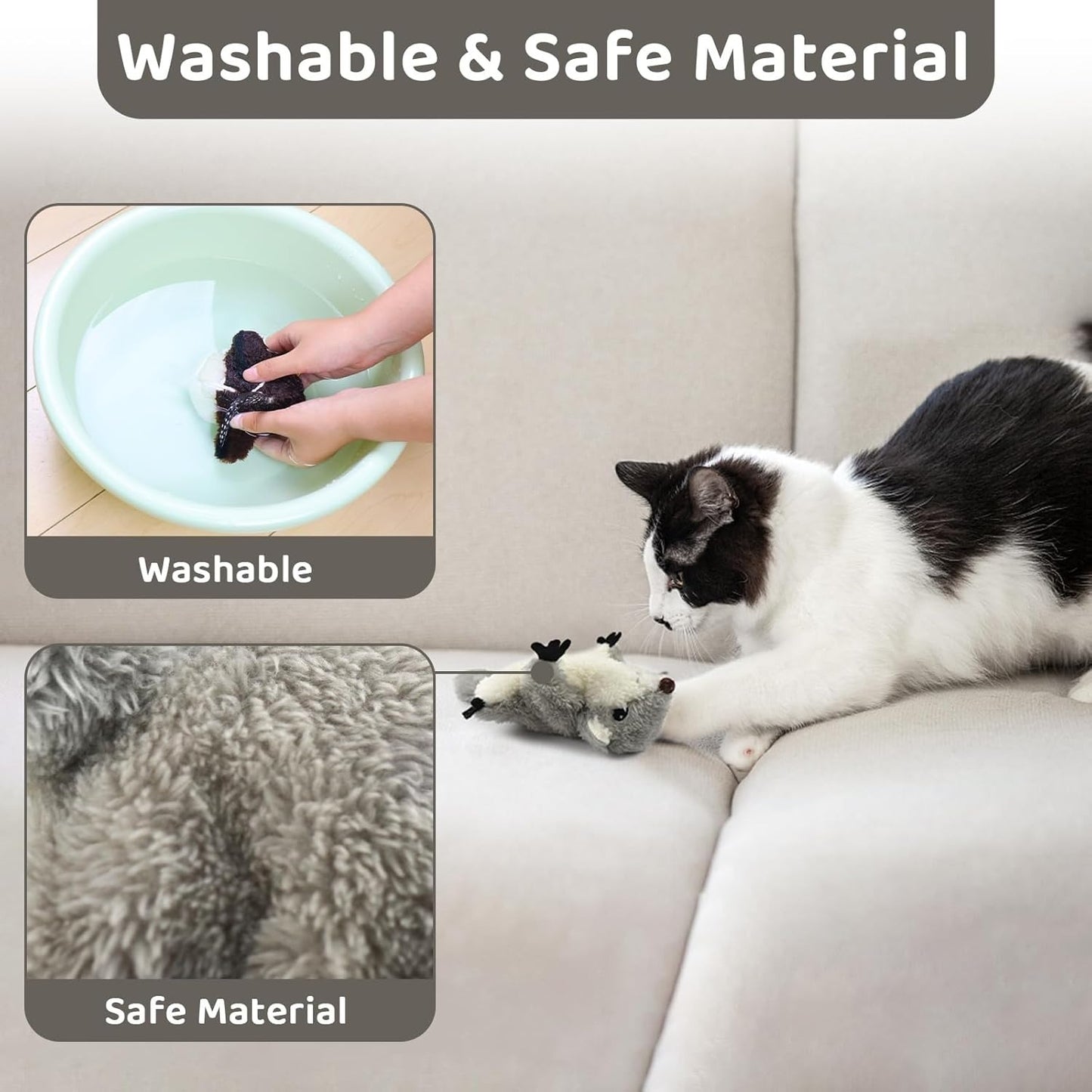 Rechargeable flapping  Squirrel Touch Activated Cat Toy