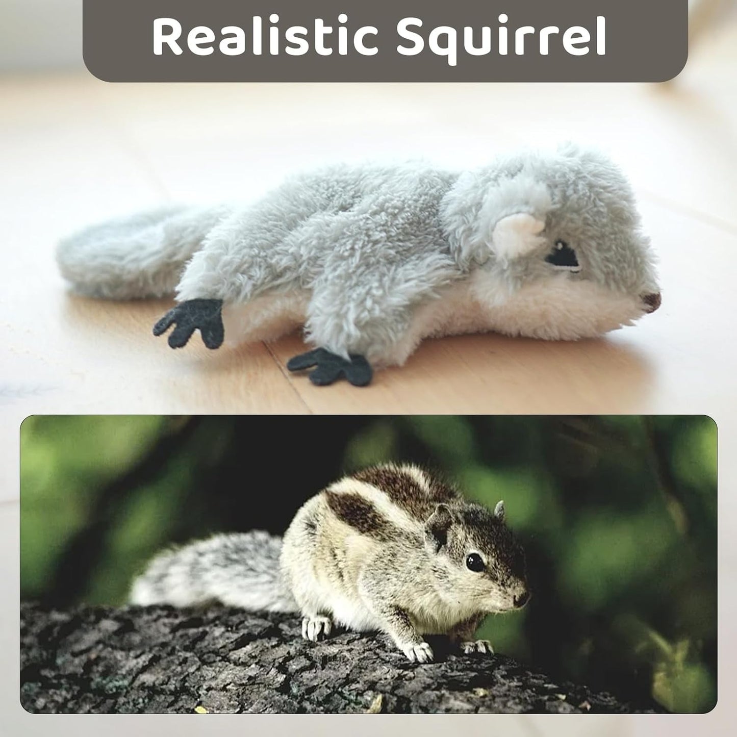 Rechargeable flapping  Squirrel Touch Activated Cat Toy