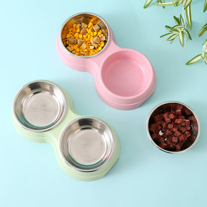Double Stainless Steel Pet Food & Water Bowls
